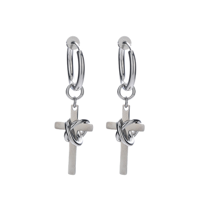 钛钢缠绕十字架无耳洞耳夹不掉色