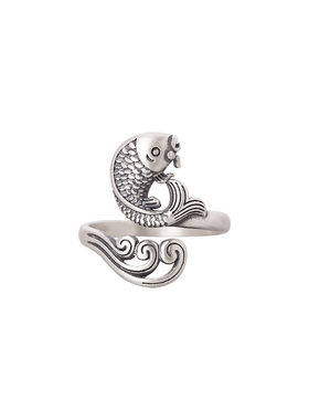 原创玄修阁锦鲤纯银国风戒指