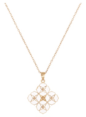 HERBE合璧 白瓷柿蒂纹样瓷花项链 冷珐琅东方白 手工拉丝工艺