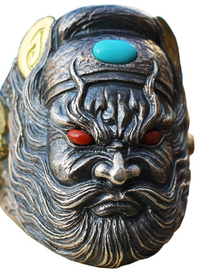 钟馗戒指925纯银手工复古男