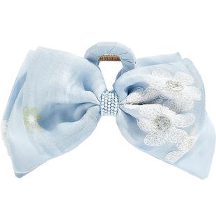 兰诺蓝色花朵大肠发圈女宽边发箍大号发量大后脑勺蝴蝶结马尾抓夹