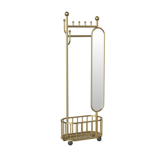 加厚加粗穿衣镜衣帽架一体落地衣架家用收纳卧室镜子全身落地镜