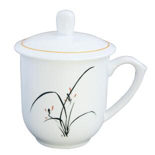 景德镇茶杯陶瓷带盖杯刻字酒店客房棋牌室水杯办公会议室杯子印字