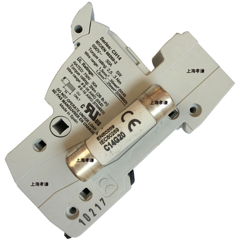 巴士曼BUSSMANN熔断器底座CH221B 690Vac 125A配FWP保险丝22x58mm