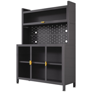 铁艺餐边柜厨房钢制餐边柜靠墙一体储物柜厨房落地多层橱柜收纳柜