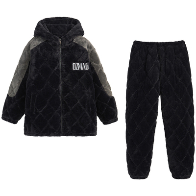 亲嘴猫冬季男士夹棉睡衣