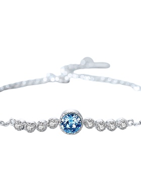 S925纯银海洋之心紫水晶钻石手链女蓝宝石蓝钻高级银饰小众轻奢