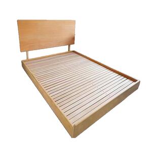 定制浮岛现代简约储物悬浮床实木床无床头床榉木铺板原木单双人床