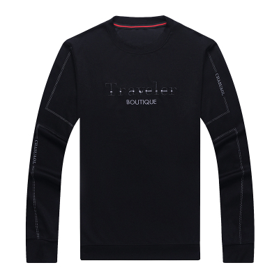 高端刺绣长袖t恤男秋冬加绒卫衣