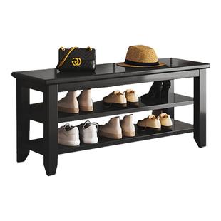 美式全实木入户换鞋凳家用门口可坐穿鞋凳子坐凳鞋柜进门玄关鞋架