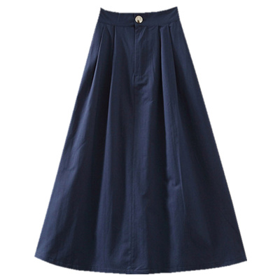 有口袋半身裙拉链纽扣大摆a字