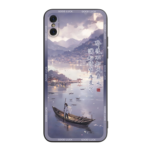 皑晨适用于苹果xs实用Apple耐磨iphone x复古风a1865唯美a1901山水画。爱疯×s手机保护套iphonexs大方软外壳