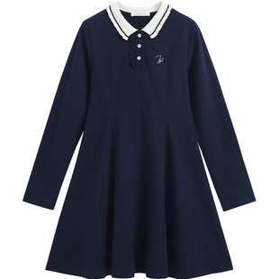 英氏女童连衣裙2026春秋新款中小童日常百搭学院风裙长袖连衣裙子