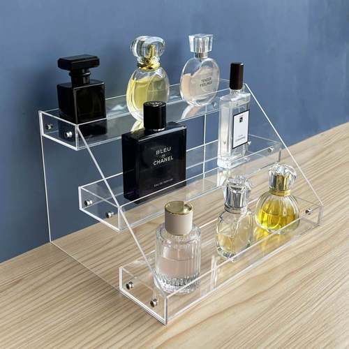 亚克力多层香水护肤品陈列收纳盒手办玩偶饮料架阶梯式桌面置物架