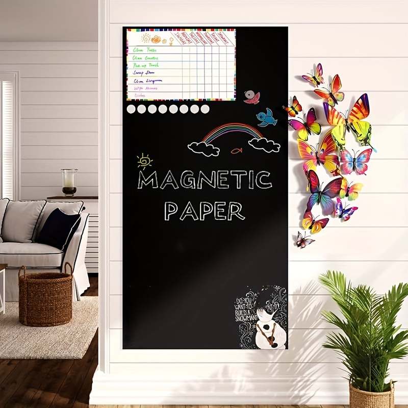 磁性墙紙-黑色自磁力办公室表面可用可擦，和、家庭膜黑板粘钉|