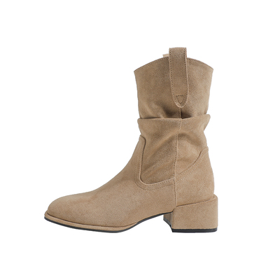 现货！！【免费试穿】牛皮短靴