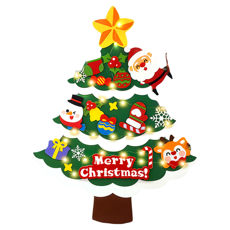 diy圣诞树2024儿童圣诞节装饰品小礼物材料包手工毛毡布贴墙客厅