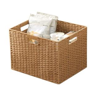 仿藤编织收纳筐格子柜收纳箱零食玩具杂物整理箱抽屉式储物收纳篮