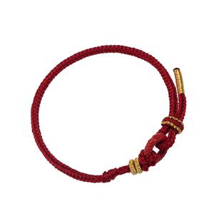 黄金平安扣手链叠戴串珠编绳女款转运珠手绳编织绳半成品diy银饰