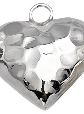 S925纯银大号锤纹爱心吊坠