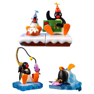正版Pingu微缩场景系列盲盒企鹅可爱潮玩手办公仔玩偶摆件周边