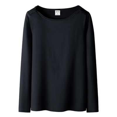 纯棉修身一字肩领长袖T恤女内搭