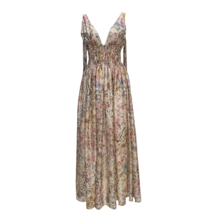 Middletone | 仲夏花园 复古高雅碎花连衣裙前后V领仙女裙吊带裙