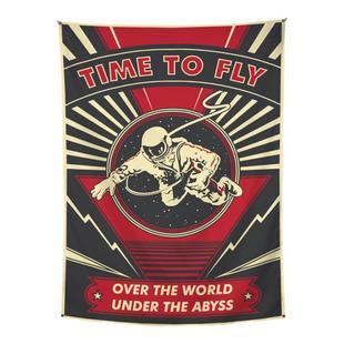 美式复古太空海报挂布背景布宿舍床头装饰布出租屋卧室改造墙布