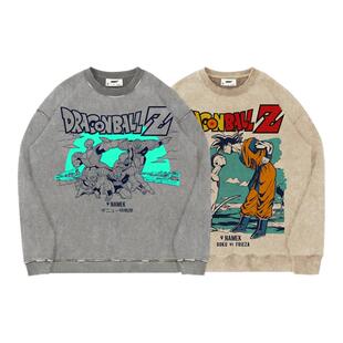 TEE7-日系龙珠那美克星的战斗史诗水洗做旧复古美式重磅纯棉卫衣