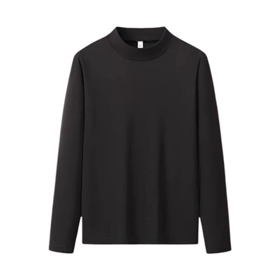 男士双面绒保暖重磅长袖t恤上衣秋冬季德绒半高领内搭纯色秋衣