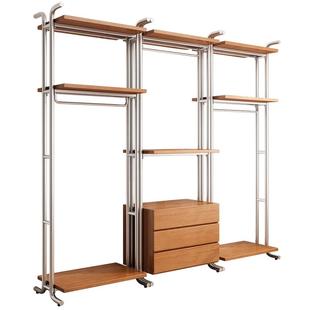 开放式衣柜架衣帽间实木金属全挂式步入式砌墙衣柜钢架铁艺衣帽架