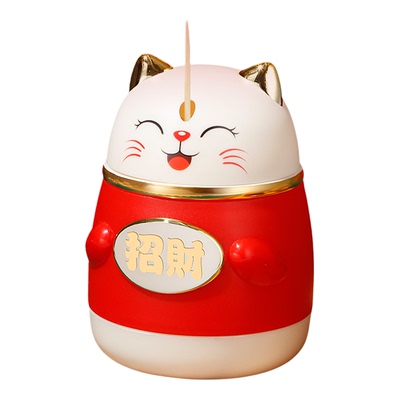 按压式牙签盒国潮招财猫牙签筒