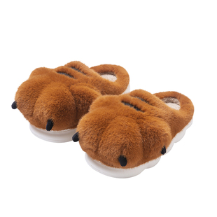 虎爪男士棉拖鞋男冬季外穿学生个性室内家居防滑保暖毛绒拖鞋冬天