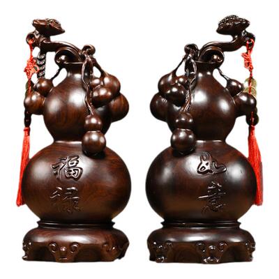 黑檀木葫芦摆件家居玄关中式装饰