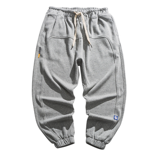 春秋男士束脚灰色宽松卫裤男款日系抽绳长裤运动休闲裤潮百搭裤子