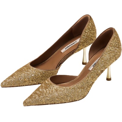 73hours尖头细跟高跟单鞋