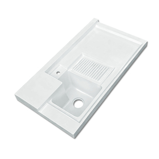 切角石英石台盆定制一体洗衣盆带搓板阳台洗衣机伴侣台面洗衣池