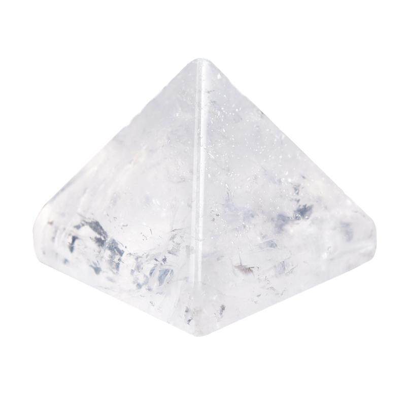 天然白水晶金字塔摆件黑曜石