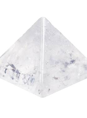 天然白水晶金字塔摆件黑曜石