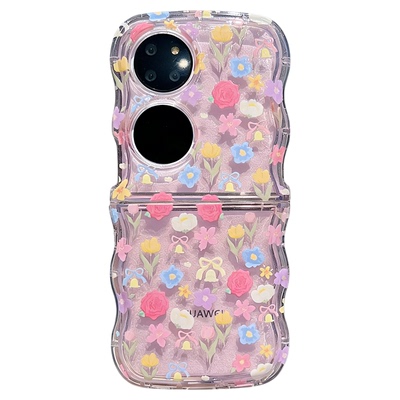 ins风小清新春夏碎花适用华为p50pocket手机壳新款高级感小众pockets波浪折叠网红手机壳pocket2防摔保护套女