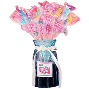 七夕情人节糖果礼盒高颜值长棒水晶棒棒糖花束发批网红无蔗糖零食