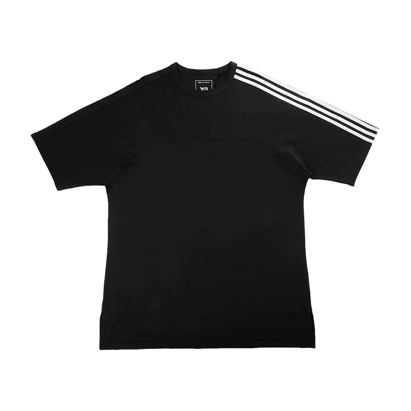 Y-3字母logo三条纹全棉短袖T恤男