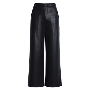 海宁真皮皮裤女休闲宽松直筒阔腿裤大码秋冬新款加绒加厚皮长裤子