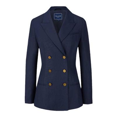 VERTOW双排扣皇家蓝女士西装套装