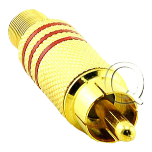 桥田|镀金梅花公插头 音视频插头 莲花插头 可接线音频插头(10只)