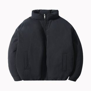 ALLIN 黑色立领羽绒服男生冬季加厚保暖短款廓形夹克宽松情侣外套