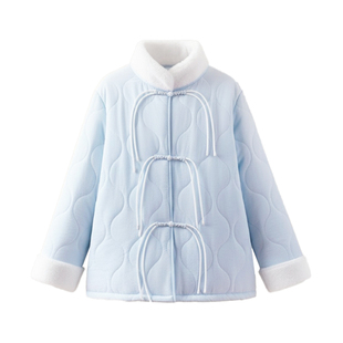 保暖抗静电夹棉睡衣女冬季三层加厚加绒棉袄冬款珊瑚绒家居服套装