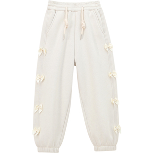 女童加绒休闲裤冬装新款洋气儿童保暖加厚运动卫裤女孩束脚裤