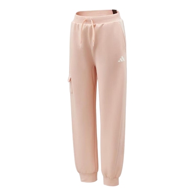 adidas阿迪达斯女小童粉色休闲宽松运动裤2026春针织长裤 KS0441