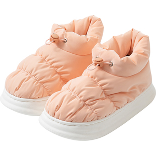 防水羽绒全包跟棉拖鞋女冬季室内家居家用防滑厚底毛绒棉鞋男外穿